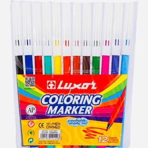 ماژیک نقاشی 12 رنگ لاکسر (luxor coloring marker) رنگ‌های درخشان و جذاب